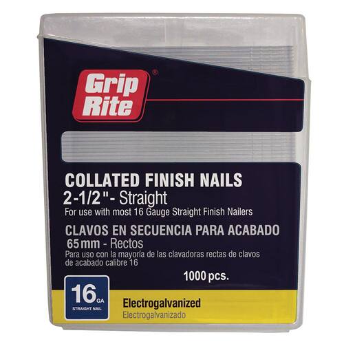 Finish Nails 2-1/2 in. x 16-Gauge Electrogalvanized Steel 1000 pcs