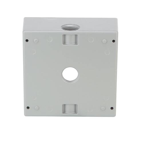 Weatherproof Box Metallic 2-Gang with (3) 1/2 in. Holes, Gray