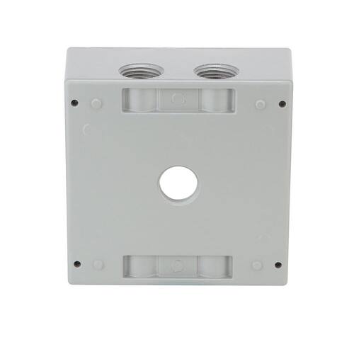 Weatherproof Box 2-Gang Metallic with (5) 1/2 in. Holes, Gray