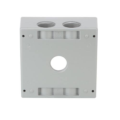 Weatherproof Box Metallic 2-Gang with (5) 3/4 in. Holes Gray