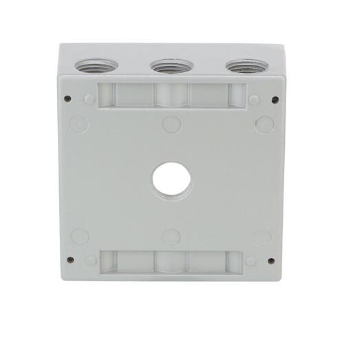 Weatherproof Box 2-Gang Metallic with (7) 1/2 in. Holes, Gray