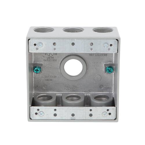 Weatherproof Box 2-Gang Metallic with (7) 3/4 in. Holes, Gray