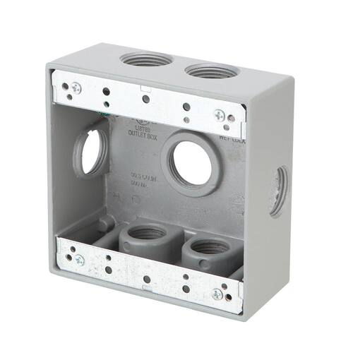 Weatherproof Box 2-Gang Metallic with (7) 3/4 in. Holes and Side Lugs, Gray