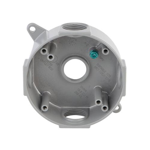 Round Weatherproof Fanbox Weatherproof Box Round Metallic with (5) 3/4 in. Holes Gray 4 in.