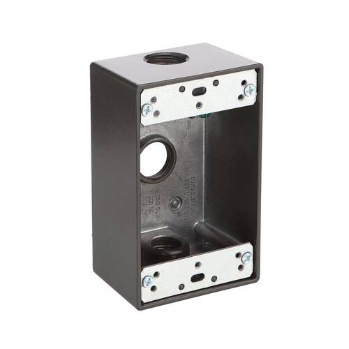 Weatherproof Box 1-Gang Metallic with (3) 1/2 in. Holes, Bronze