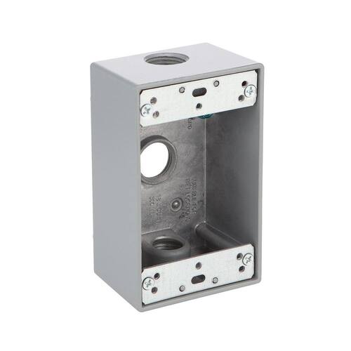 Weatherproof Box 1-Gang Metallic Gray with (3) 1/2 in. Holes