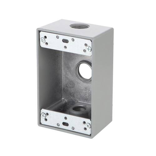 Weatherproof Box 1-Gang Metallic Gray with (3) 1/2 in. Holes