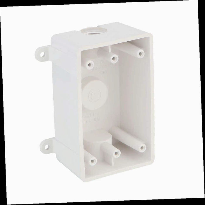 Weatherproof Box 1-Gang Non-Metallic White with (3) 1/2 in. Holes