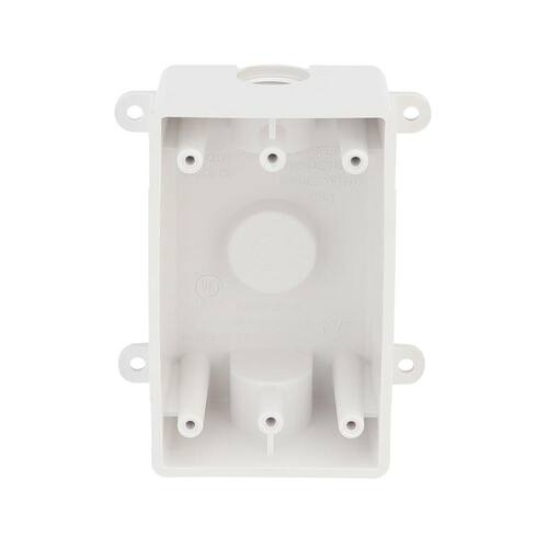 Weatherproof Box 1-Gang Non-Metallic White with (3) 1/2 in. Holes