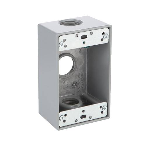 Weatherproof Box Metallic 1-Gang Gray with (3) 3/4 in. Holes