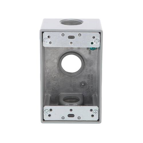 Weatherproof Box Metallic 1-Gang Gray with (3) 3/4 in. Holes