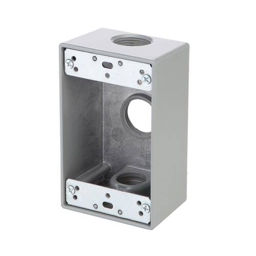 Weatherproof Box Metallic 1-Gang Gray with (3) 3/4 in. Holes