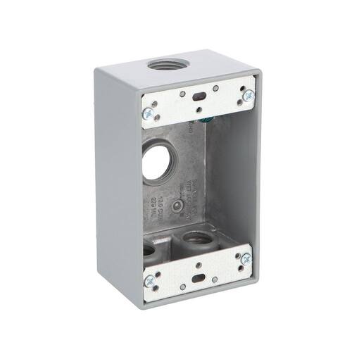 Weatherproof Box Metallic 1-Gang Gray with (4) 1/2 in. Holes