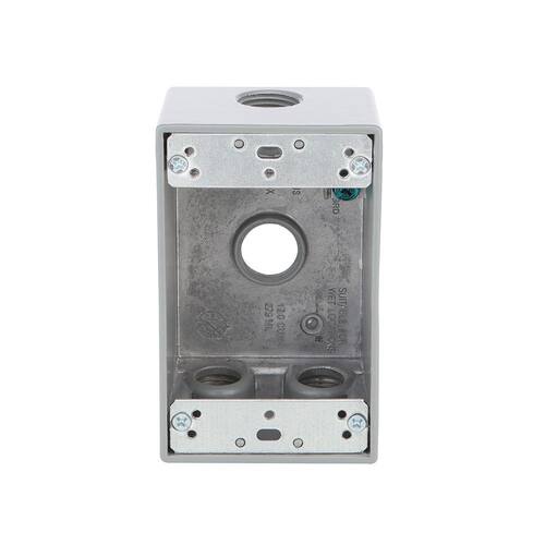 Weatherproof Box Metallic 1-Gang Gray with (4) 1/2 in. Holes