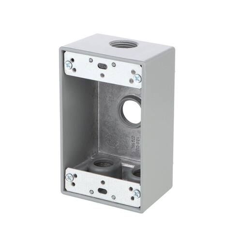 Weatherproof Box Metallic 1-Gang Gray with (4) 1/2 in. Holes