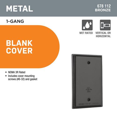 Weatherproof Cover Metallic Blank 1-Gang Bronze