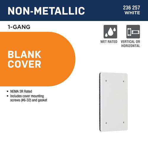 Weatherproof Cover 1-Gang Blank Non-Metallic White