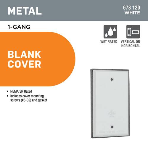 Weatherproof Cover 1-Gang Blank Metallic White