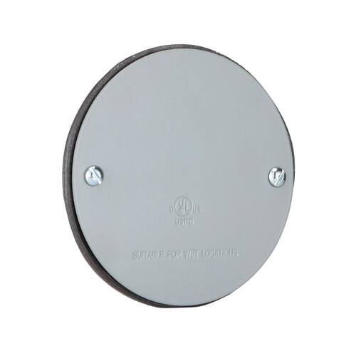 Weatherproof Cover Round Blank Metallic 4 in. Gray