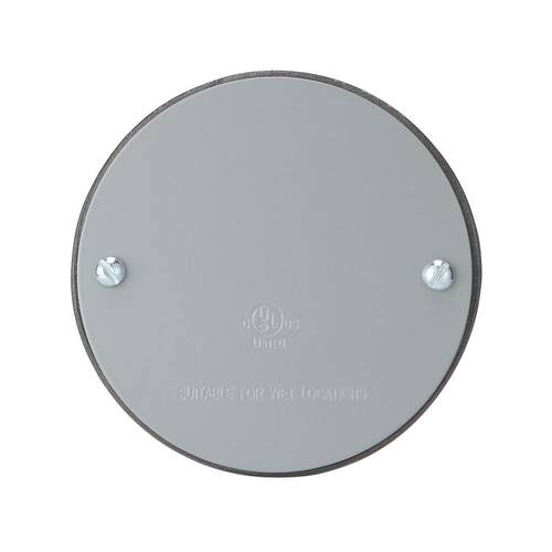 Weatherproof Cover Round Blank Metallic 4 in. Gray