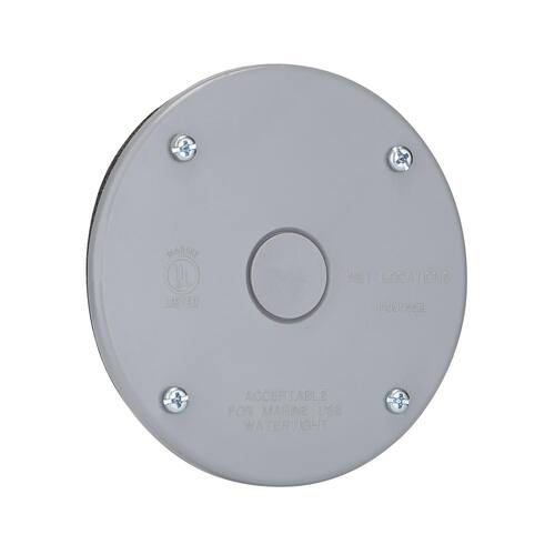 Weatherproof Cover Round Blank Non-Metallic 4 in. Gray