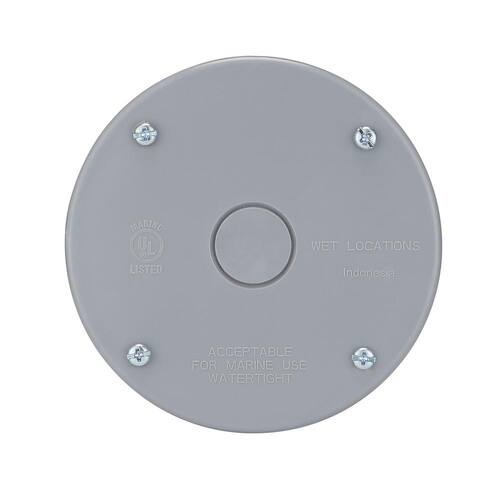 Weatherproof Cover Round Blank Non-Metallic 4 in. Gray