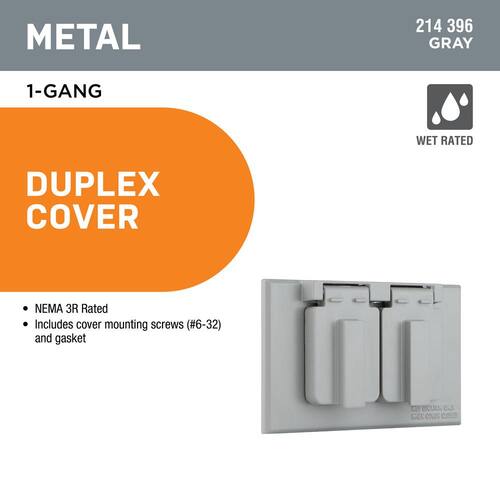 Weatherproof Cover 1-Gang Duplex Outlet Metallic Gray