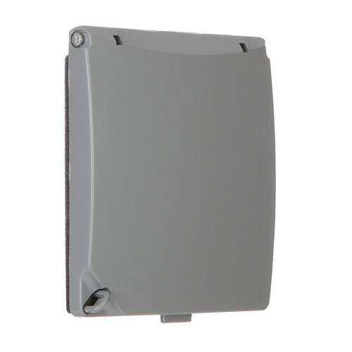 Weatherproof Flat Cover Gray 2-Gang Metallic (73-in-1-Configurations)