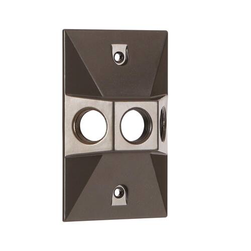 Weatherproof Cover Metallic 1-Gang with (3) 1/2 in. Holes, Bronze