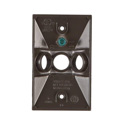 Weatherproof Cover Metallic 1-Gang with (3) 1/2 in. Holes, Bronze