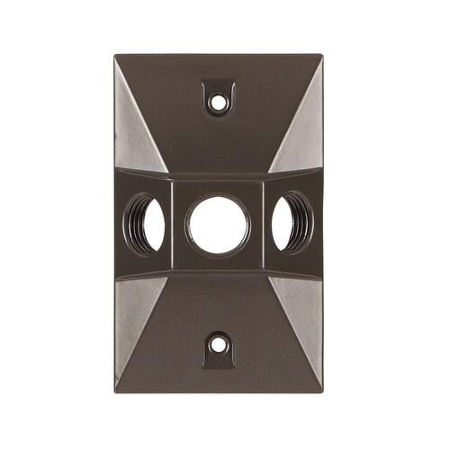 Weatherproof Cover Metallic 1-Gang with (3) 1/2 in. Holes, Bronze