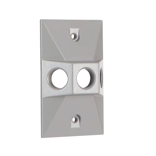 Weatherproof Cover Metallic 1-Gang with (3) 1/2 in. Holes Gray