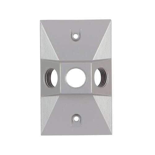 Weatherproof Cover Metallic 1-Gang with (3) 1/2 in. Holes Gray