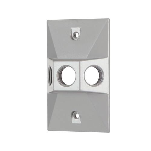 Weatherproof Cover Metallic 1-Gang with (3) 1/2 in. Holes Gray