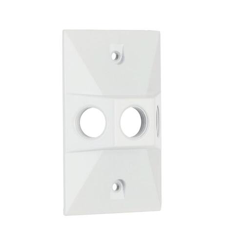 Weatherproof Cover White 1-Gang Metallic with (3) 1/2 in. Holes