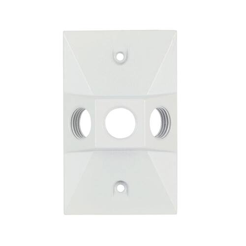 Weatherproof Cover White 1-Gang Metallic with (3) 1/2 in. Holes