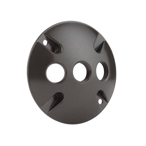 Weatherproof Cover Round Metallic 4 in. Bronze with (3) 1/2 in. Holes