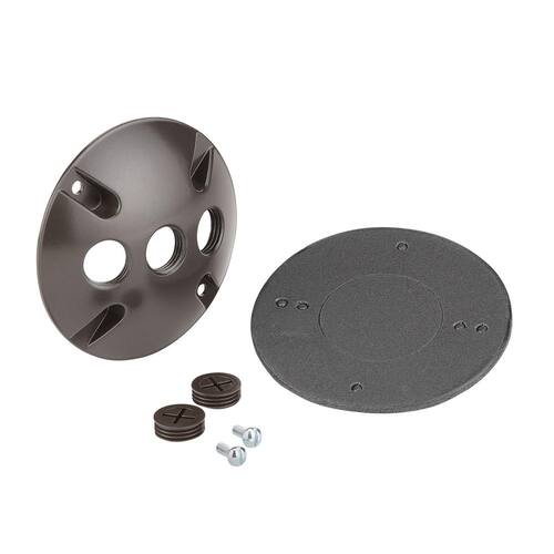 Weatherproof Cover Round Metallic 4 in. Bronze with (3) 1/2 in. Holes