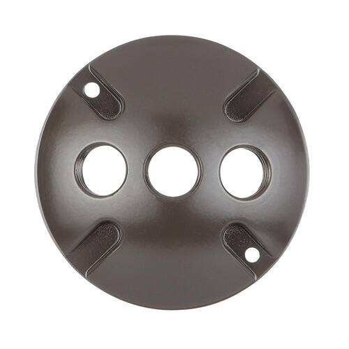 Weatherproof Cover Round Metallic 4 in. Bronze with (3) 1/2 in. Holes