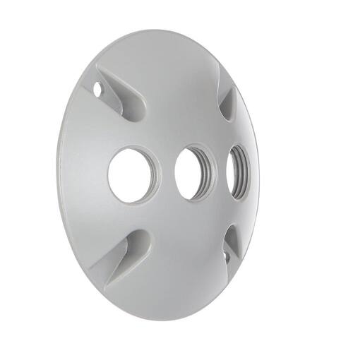 Weatherproof Cover Round Metallic with (3) 1/2 in. Holes Gray 4 in.