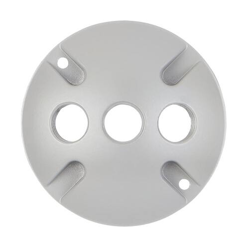 Weatherproof Cover Round Metallic with (3) 1/2 in. Holes Gray 4 in.