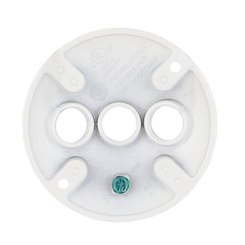 Weatherproof Cover Round Metallic White with (3) 1/2 in. Holes 4 in.