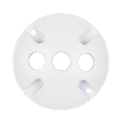 Weatherproof Cover Round Metallic White with (3) 1/2 in. Holes 4 in.