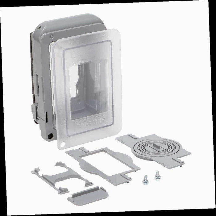 Weatherproof Receptacle Cover 1-Gang Extra Duty Non-Metallic Low Profile While-In-Use Horizontal/Vertical, Gray