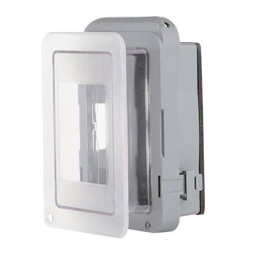 Weatherproof Receptacle Cover 1-Gang Extra Duty Non-Metallic Low Profile While-In-Use Horizontal/Vertical, Gray