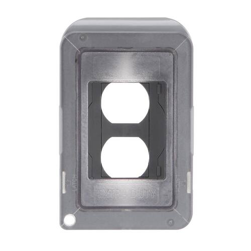 Weatherproof Receptacle Cover 1-Gang Extra Duty Non-Metallic Low Profile While-In-Use Horizontal/Vertical, Gray