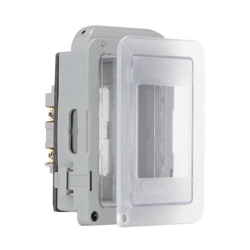 Weatherproof Receptacle Cover 1-Gang Horizontal/Vertical Extra Duty Non-Metallic Low Profile While-In-Use with GFCI, Gray