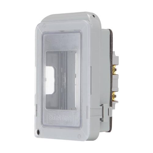 Weatherproof Receptacle Cover 1-Gang Horizontal/Vertical Extra Duty Non-Metallic Low Profile While-In-Use with GFCI, Gray