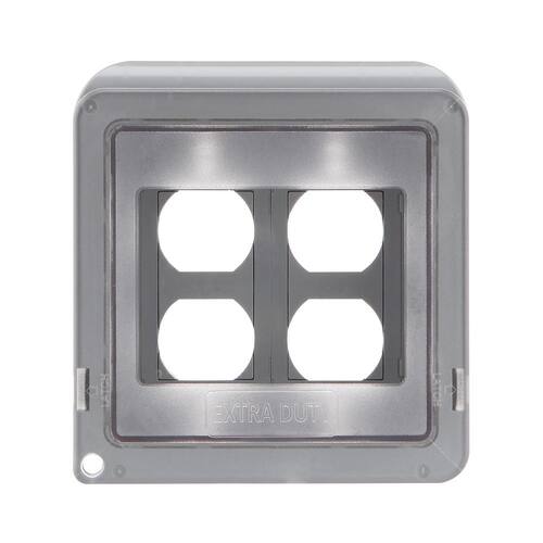 Weatherproof Receptacle Cover 2-Gang Extra Duty Non-Metallic Low Profile While-In-Use Horizontal/Vertical Clear