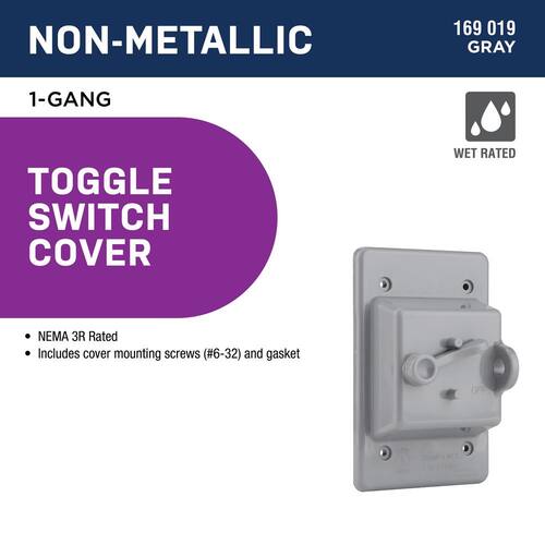 Weatherproof Toggle Switch Cover Non-Metallic 1-Gang, Gray